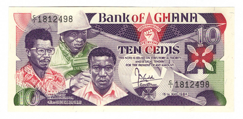 Ghana 10 Cedis 1984
P# 23, N# 213566; # 1812498; UNC