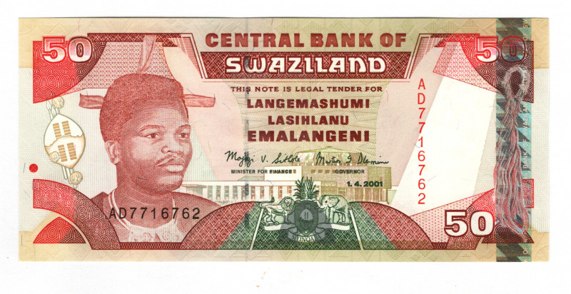 Swaziland 50 Emalangeni 2001
P# 31, N# 222270; # AD7716762; UNC