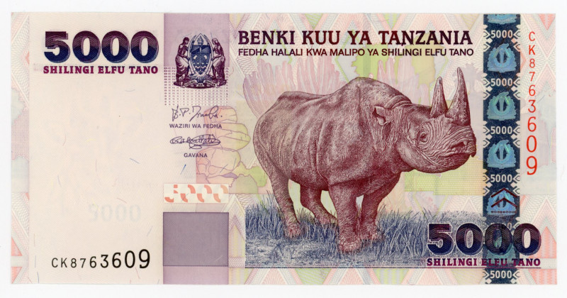 Tanzania 5000 Shillings 2003 (ND)
P# 38, N# 211101; # CK8763609; UNC