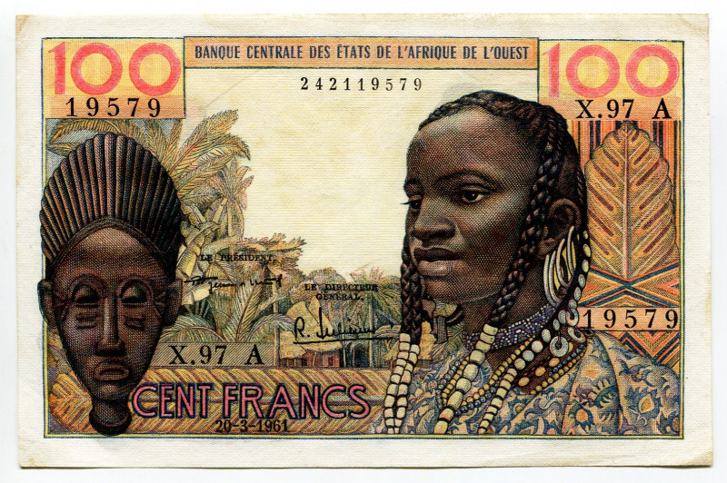 West African States Ivory Coast 100 Francs 1961 (ND) A
P# 101Aa, N# 220647; #19...