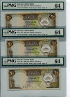 Kuwait 20 Dinars 1968 (ND) (1986-1991) PMG 64 & 64
P# 16b, N# 207233; # WJ/12 437337 - WJ/12 437338