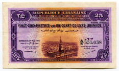 Lebanon 25 Piastres 1942
P# 36, N# 210206; XF