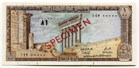 Lebanon 1 Livre 1964 Specimen
P# 61as, N# 207568; UNC-