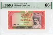 Oman 1 Rial 1987 AH 1407 PMG 66
P# 26a, N# 210407; # B/4 361492