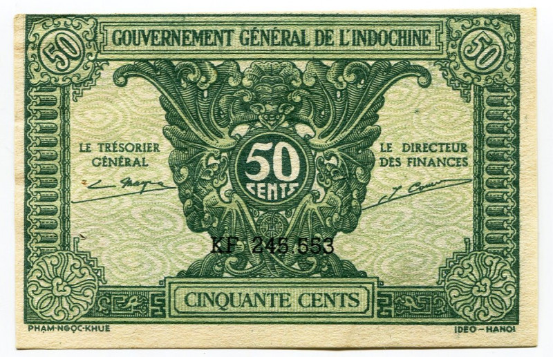 French Indochina 50 Cents 1942 (ND)
P# 91a, N# 225673; # KF 245553