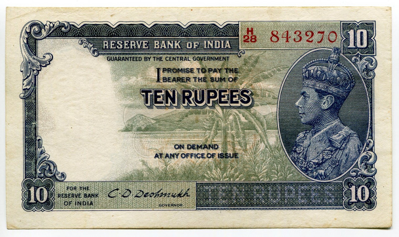 India 10 Rupees 1937
P# 19b, N# 204116; #843270; XF+