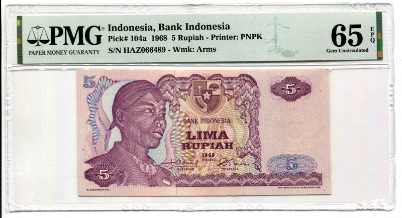 Indonesia 5 Rupiah 1968 PMG 65
P# 104a, N# 202152; # HAZ066489