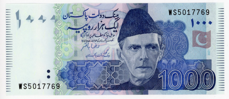 Pakistan 1000 Rupees 2021
P# 50, N# 210867; # WS5017769; UNC