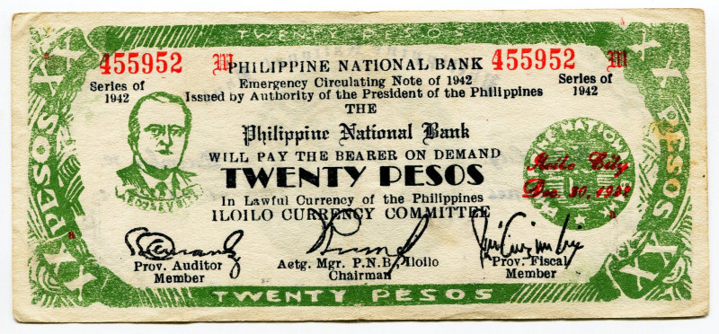 Philippines Iloilo 20 Pesos 1942
P# S318a; N# 228863; # 455952; Iloilo Emergenc...