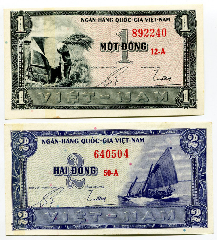 Vietnam South 1 & 2 Dong 1955 (ND)
P# 11, 12; UNC