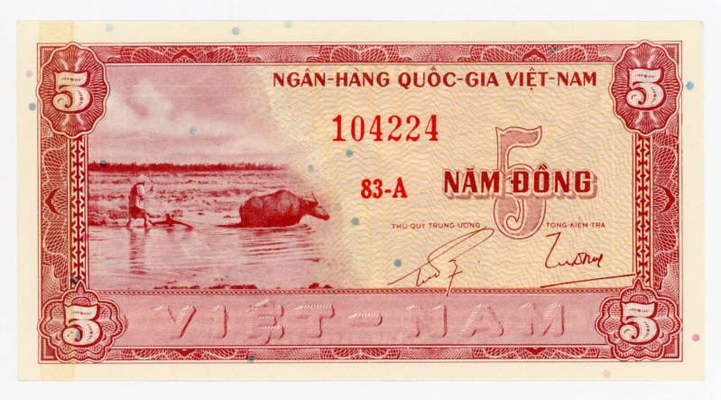 Vietnam South 5 Dong 1955 (ND)
P# 13a, N# 212798; # 83-A 104224; UNC