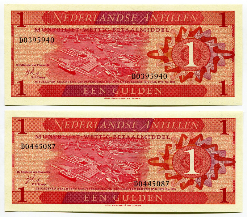 Netherlands Antilles 2 x 1 Gulden 1970
P# 20, N# 207807; UNC