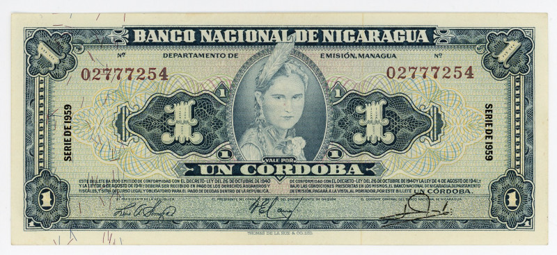 Nicaragua 1 Cordoba 1959
P# 99c.1, N# 220316; # 02777254; AUNC