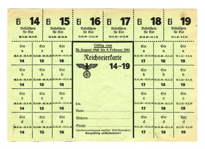 Germany - Third Reich Provision Card 1941
From the old collection of german not...