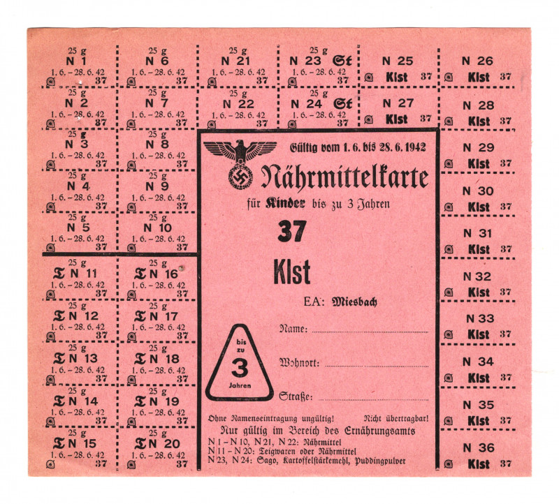 Germany - Third Reich Miesbach Children Product Card 1942
From the old collecti...