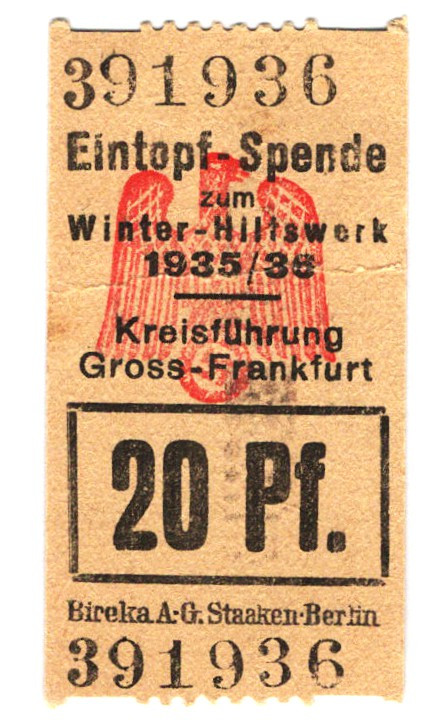 Germany - Third Reich Frankfurt Winter Help 20 Reichspfennig 1935 - 1936 (ND)
#...