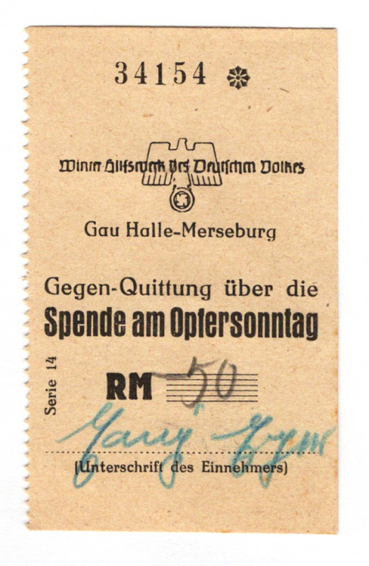 Germany - Third Reich Halle-Merseburg Winter Help 50 Reichsmark 1935 (ND)
# 341...