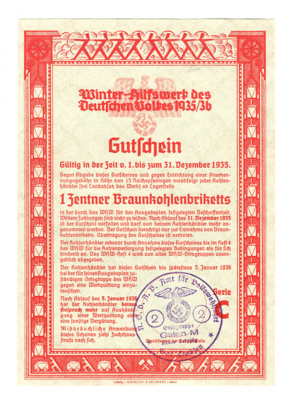 Germany - Third Reich Winter Help Coupon 1935 December Serie C
From the old col...