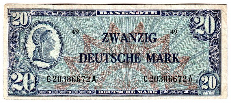 Germany - FRG 20 Deutsche Mark 1948 (ND)
P# 9a; # C20386672A; F