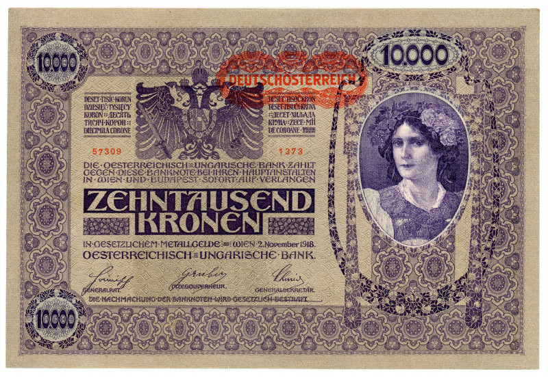 Austria 10000 Kronen 1918 (1919) (ND)
P# 62a, N# 217863; # 1373 57309; AUNC