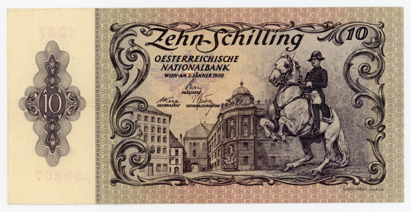 Austria 10 Schilling 1950
P# 127; KK# 235a, N# 206147; # 1247 58207; XF-AUNC