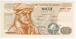 Belgium Private Banknote Election Propaganda 1000 Francs 1963 Specimen
# 2785 F 859; AUNC