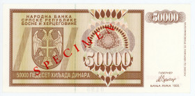 Bosnia & Herzegovina 50000 Dinara 1993 Specimen
P# 140s, N# 211332; # AA0000000; UNC