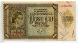 Croatia 1000 Kuna 1941
P# 4a, N# 206360; # O0099899; UNC