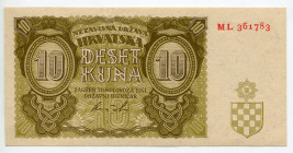 Croatia 10 Kuna 1941
P# 5b, N# 209017; # ML361783; UNC