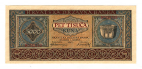 Croatia 5000 Kuna 1943
P# 13a, N# 209020; UNC