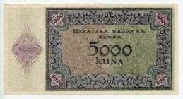 Croatia 5000 Kuna 1943
P# 14a, N# 208515; # K297960; UNC