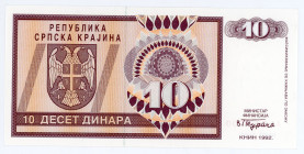 Croatia 10 Dinara 1992 Specimen
P# R1s, N# 209351; # AA0000000; UNC
