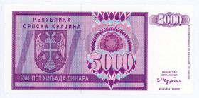 Croatia 5000 Dinara 1992 Specimen
P# R6s, N# 209383; # AA0000000; UNC