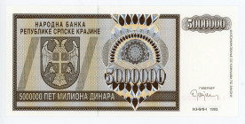 Croatia 5000000 Dinara 1993 Specimen
P# R11s, N# 220800; # AA0000000; UNC