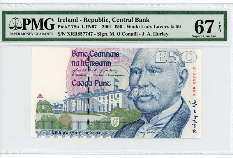 Ireland 50 Pounds 2001 PMG 67
P# 78b, N# 204229; # XRR857747