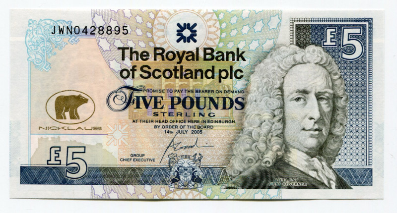 Scotland Royal Bank of Scotland 5 Pounds 2005 Commemorative
P# 365, N# 207072; ...