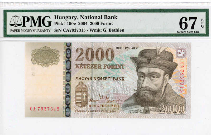 Hungary 2000 Forint 2004 PMG 67
P# 190c, N# 215459; # CA7937315