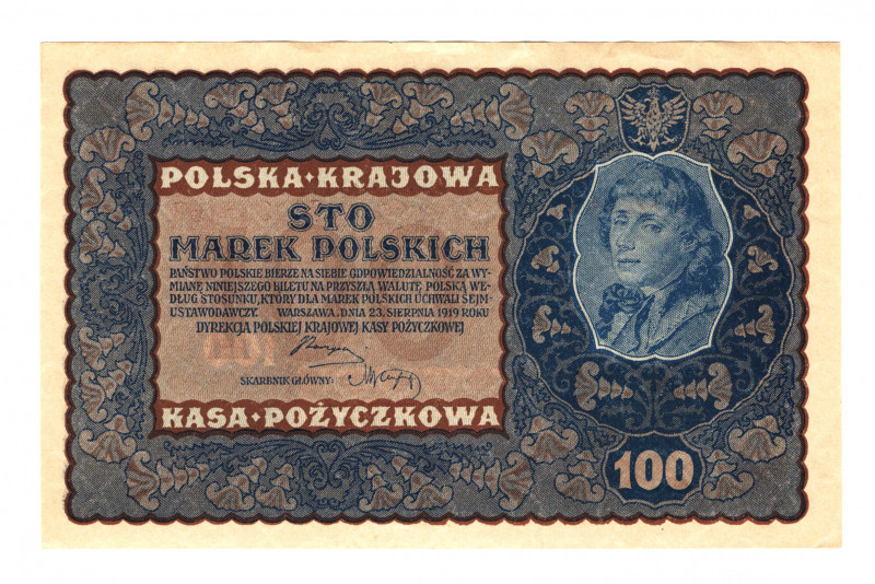 Poland 100 Marek 1919
P# 27; # F335168; XF