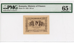 Romania 20 Lei 1945 PMG 65
P# 76, N# 209502