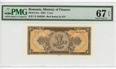 Romania 1 Leu 1952 PMG 67
P# 81a, N# 208403; # U2 164436