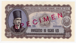 Romania 25 Lei 1952 Specimen
P# 89s, N# 209827; # b28 000000; UNC