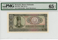 Romania 25 Lei 1966 PMG 65
P# 95a, N# 204598; # F.0103 021636