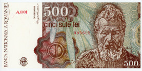 Romania 500 Lei 1991
P# 98a, N# 205411; # A.0001 305605; UNC