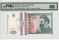 Romania 500 Lei 1992 PMG 66
P# 101b, N# 204438; # H.0029 149782