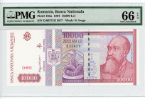 Romania 10000 Lei 1994 PMG 66
P# 105a, N# 206802; # D.0073 211617