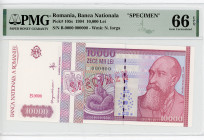 Romania 10000 Lei 1994 Specimen PMG 66
P# 105s, N# 206802; # B.0000 000000