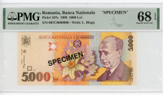 Romania 5000 Lei 1998 Specimen PMG 68
P# 107s, N# 204592; # 007C0000000