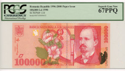 Romania 100000 Lei 1998 PCGS 67
P# 110, N# 202791; # 007C0000652