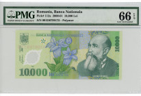 Romania 10000 Lei 2000 PMG 66
P# 112a, N# 202531; # 001D0799175