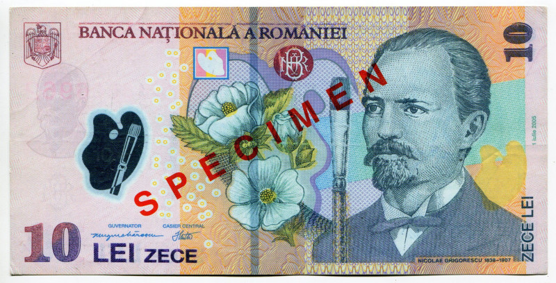 Romania 10 Lei 2005 Specimen
Props Banknote; XF